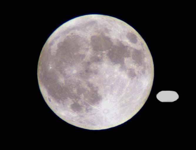 "An object that appeared to be hovering near the moon became visible"